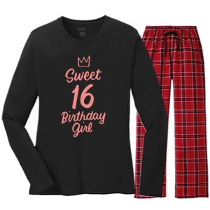 16th Birthday Idea N Sweet 16 Year Old Girl Women's Long Sleeve Flannel Pajama Set 