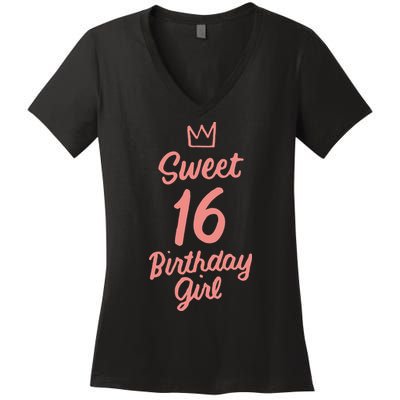 16th Birthday Idea N Sweet 16 Year Old Girl Women's V-Neck T-Shirt