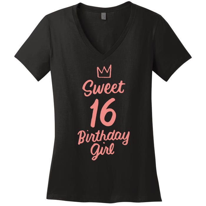 16th Birthday Idea N Sweet 16 Year Old Girl Women's V-Neck T-Shirt