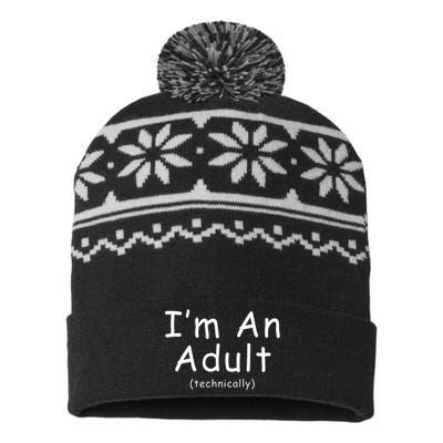 18th Birthday Im Adult Funny 18th Birthday Teen Birthday USA-Made Snowflake Beanie