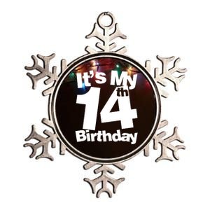 14th Birthday It's My 14th Birthday 14 Year Old Birthday Metallic Star Ornament