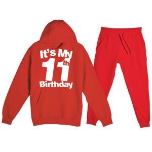 11th Birthday It's My 11th Birthday 11 Year Old Birthday Premium Hooded Sweatsuit Set