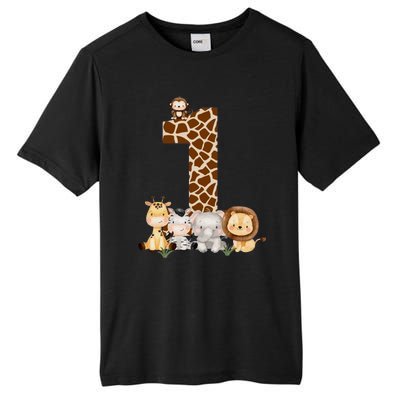 1st Birthday Jungle Animals Safari Giraffe Zebra Lion Wild Tall Fusion ChromaSoft Performance T-Shirt