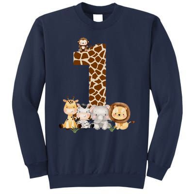 1st Birthday Jungle Animals Safari Giraffe Zebra Lion Wild Sweatshirt