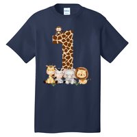 1st Birthday Jungle Animals Safari Giraffe Zebra Lion Wild Tall T-Shirt