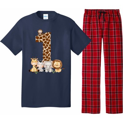 1st Birthday Jungle Animals Safari Giraffe Zebra Lion Wild Pajama Set