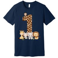 1st Birthday Jungle Animals Safari Giraffe Zebra Lion Wild Premium T-Shirt