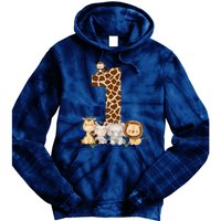 1st Birthday Jungle Animals Safari Giraffe Zebra Lion Wild Tie Dye Hoodie