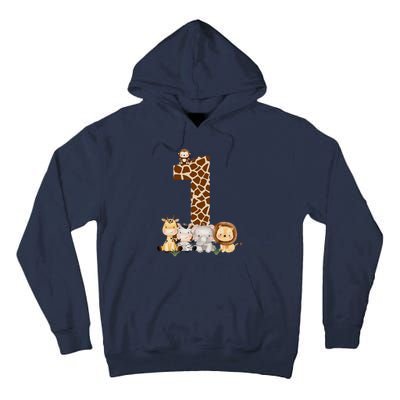 1st Birthday Jungle Animals Safari Giraffe Zebra Lion Wild Tall Hoodie