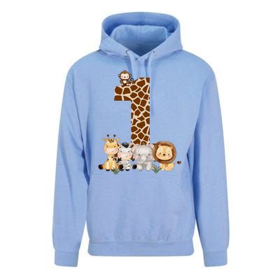 1st Birthday Jungle Animals Safari Giraffe Zebra Lion Wild Unisex Surf Hoodie