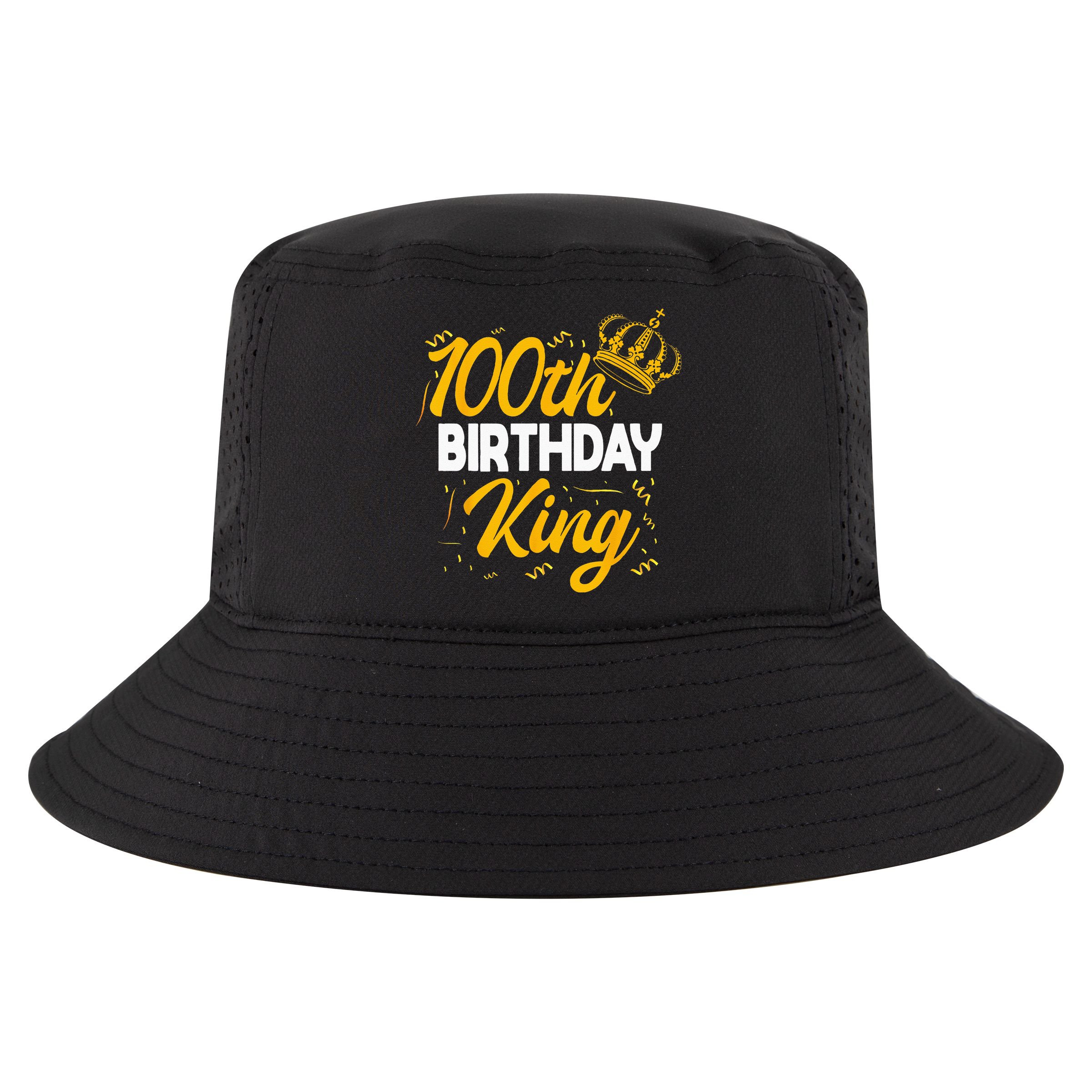 100th Birthday King Party Crown Bday Celebration Cool Comfort Performance Bucket Hat