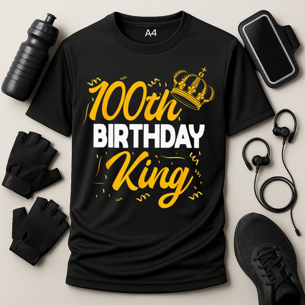 100th Birthday King Party Crown Bday Celebration Cooling Performance Crew T-Shirt