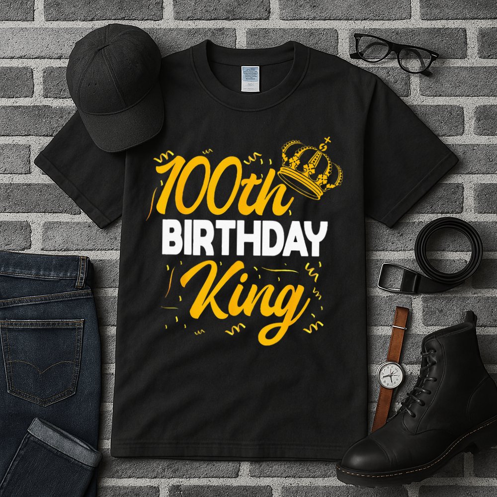 100th Birthday King Party Crown Bday Celebration Tall T-Shirt