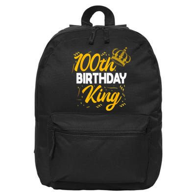 100th Birthday King Party Crown Bday Celebration 16 in Basic Backpack