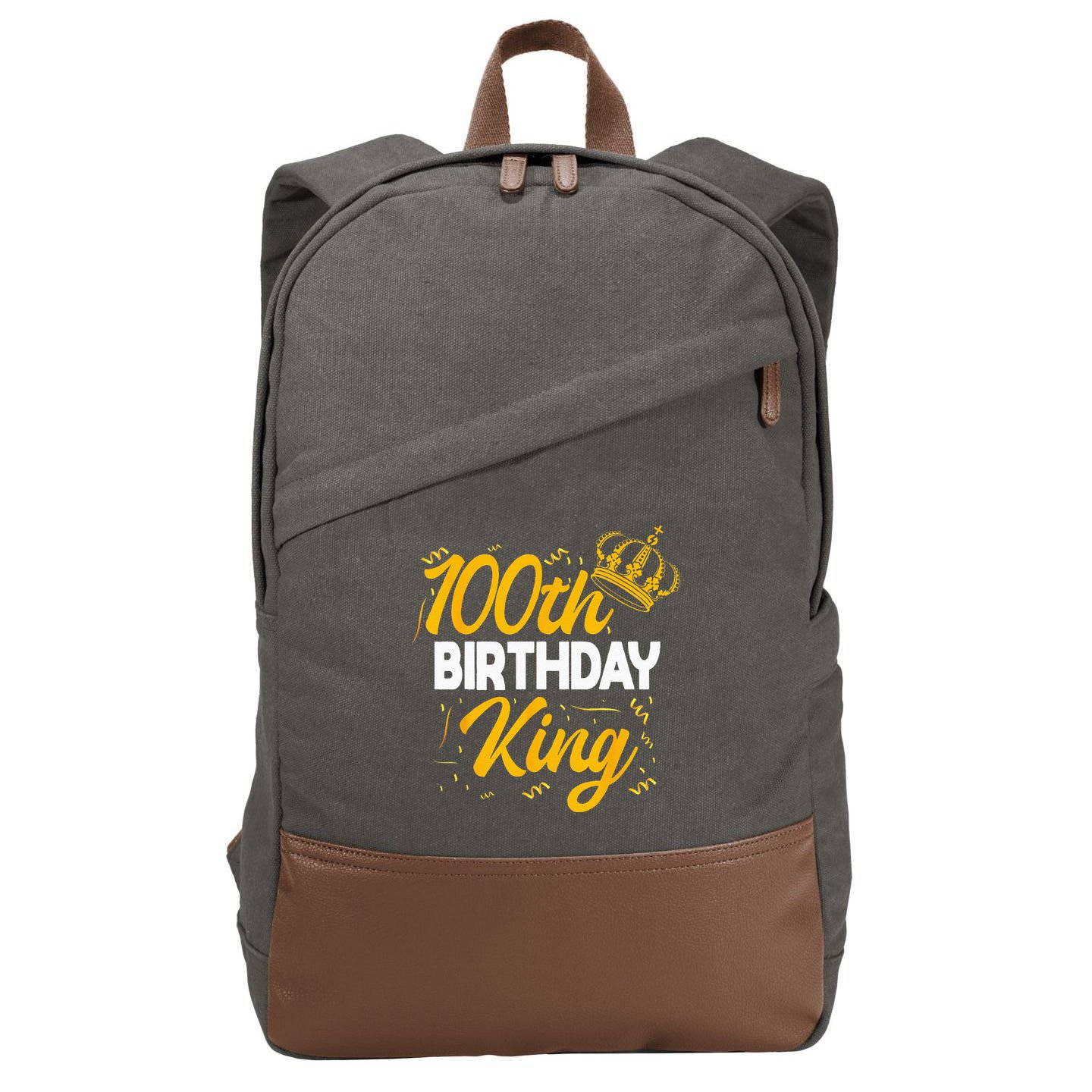 100th Birthday King Party Crown Bday Celebration Cotton Canvas Backpack