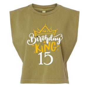 15th Birthday King 15 Years Old Party Ideas For Boy Garment-Dyed Women's Muscle Tee