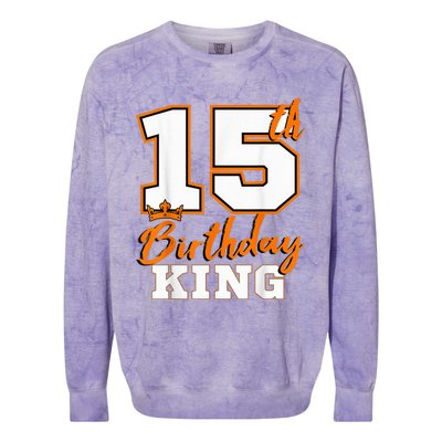 15th Birthday King Party Crown Bday Celebration Colorblast Crewneck Sweatshirt