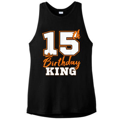 15th Birthday King Party Crown Bday Celebration Ladies PosiCharge Tri-Blend Wicking Tank