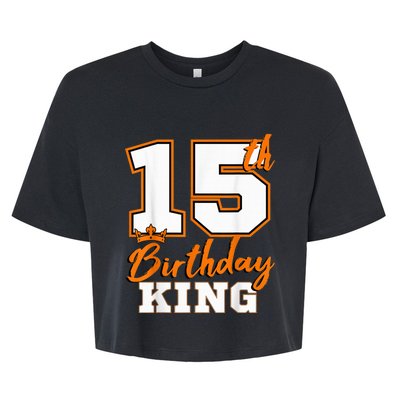 15th Birthday King Party Crown Bday Celebration Bella+Canvas Jersey Crop Tee