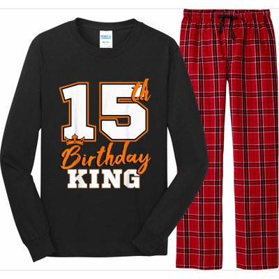 15th Birthday King Party Crown Bday Celebration Long Sleeve Pajama Set