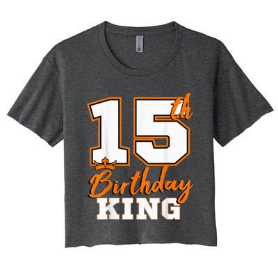 15th Birthday King Party Crown Bday Celebration Women's Crop Top Tee