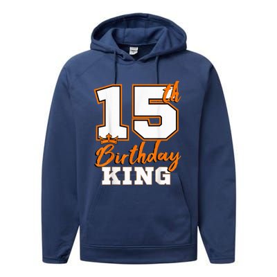 15th Birthday King Party Crown Bday Celebration Performance Fleece Hoodie