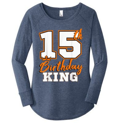 15th Birthday King Party Crown Bday Celebration Women's Perfect Tri Tunic Long Sleeve Shirt