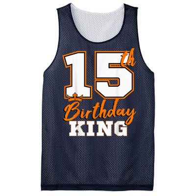 15th Birthday King Party Crown Bday Celebration Mesh Reversible Basketball Jersey Tank