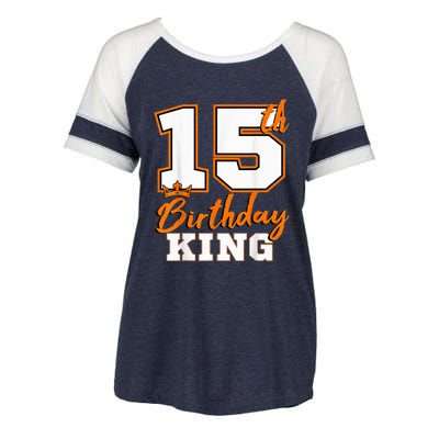 15th Birthday King Party Crown Bday Celebration Enza Ladies Jersey Colorblock Tee