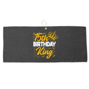 15th Birthday King Party Crown Bday Celebration Large Microfiber Waffle Golf Towel