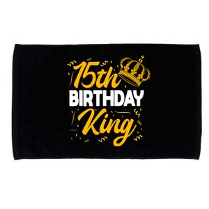 15th Birthday King Party Crown Bday Celebration Microfiber Hand Towel