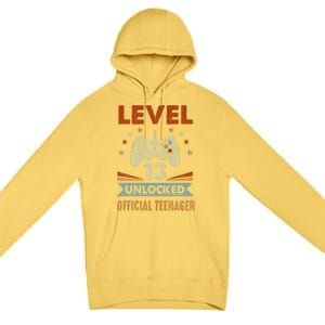 13th Birthday Level 13 Unlocked Teenager Premium Pullover Hoodie