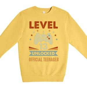 13th Birthday Level 13 Unlocked Teenager Premium Crewneck Sweatshirt