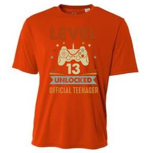 13th Birthday Level 13 Unlocked Teenager Cooling Performance Crew T-Shirt