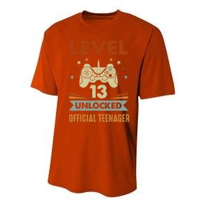 13th Birthday Level 13 Unlocked Teenager Performance Sprint T-Shirt