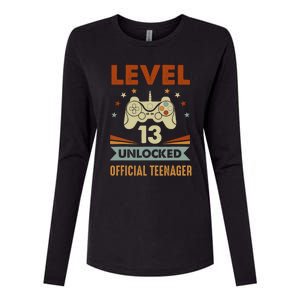 13th Birthday Level 13 Unlocked Teenager Womens Cotton Relaxed Long Sleeve T-Shirt