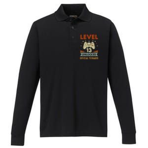 13th Birthday Level 13 Unlocked Teenager Performance Long Sleeve Polo