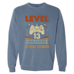 13th Birthday Level 13 Unlocked Teenager Garment-Dyed Sweatshirt