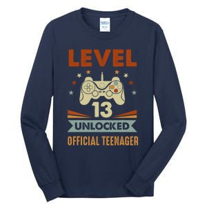 13th Birthday Level 13 Unlocked Teenager Tall Long Sleeve T-Shirt