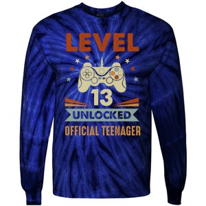 13th Birthday Level 13 Unlocked Teenager Tie-Dye Long Sleeve Shirt