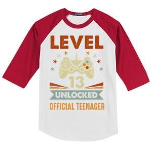 13th Birthday Level 13 Unlocked Teenager Kids Colorblock Raglan Jersey