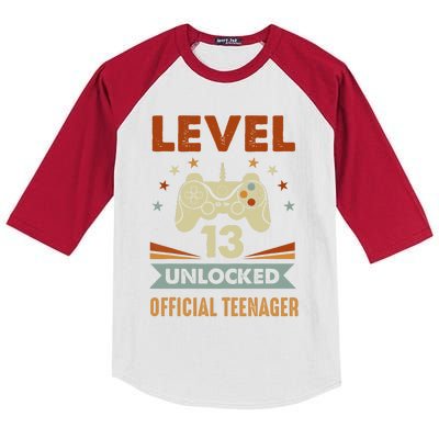 13th Birthday Level 13 Unlocked Teenager Kids Colorblock Raglan Jersey