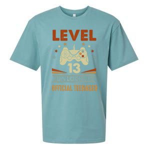 13th Birthday Level 13 Unlocked Teenager Sueded Cloud Jersey T-Shirt