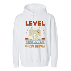 13th Birthday Level 13 Unlocked Teenager Garment-Dyed Fleece Hoodie