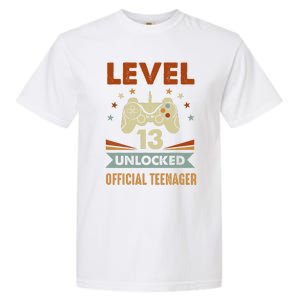 13th Birthday Level 13 Unlocked Teenager Garment-Dyed Heavyweight T-Shirt