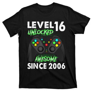 16Th Birthday  Level 16 Unlocked Awesome 2006 Video Gamer T-Shirt