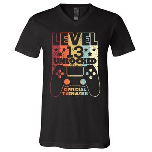 13th Birthday Level 13 Unlocked Official Teenager V-Neck T-Shirt