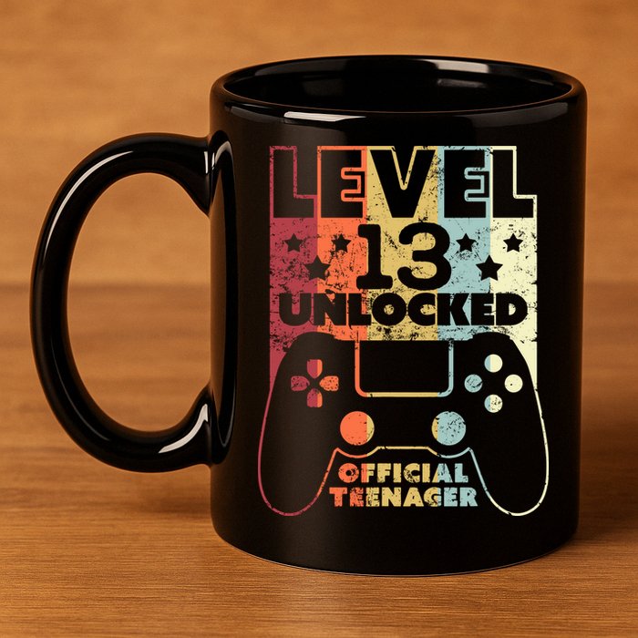 13th Birthday Level 13 Unlocked Official Teenager 11oz C Handle Ceramic Mug