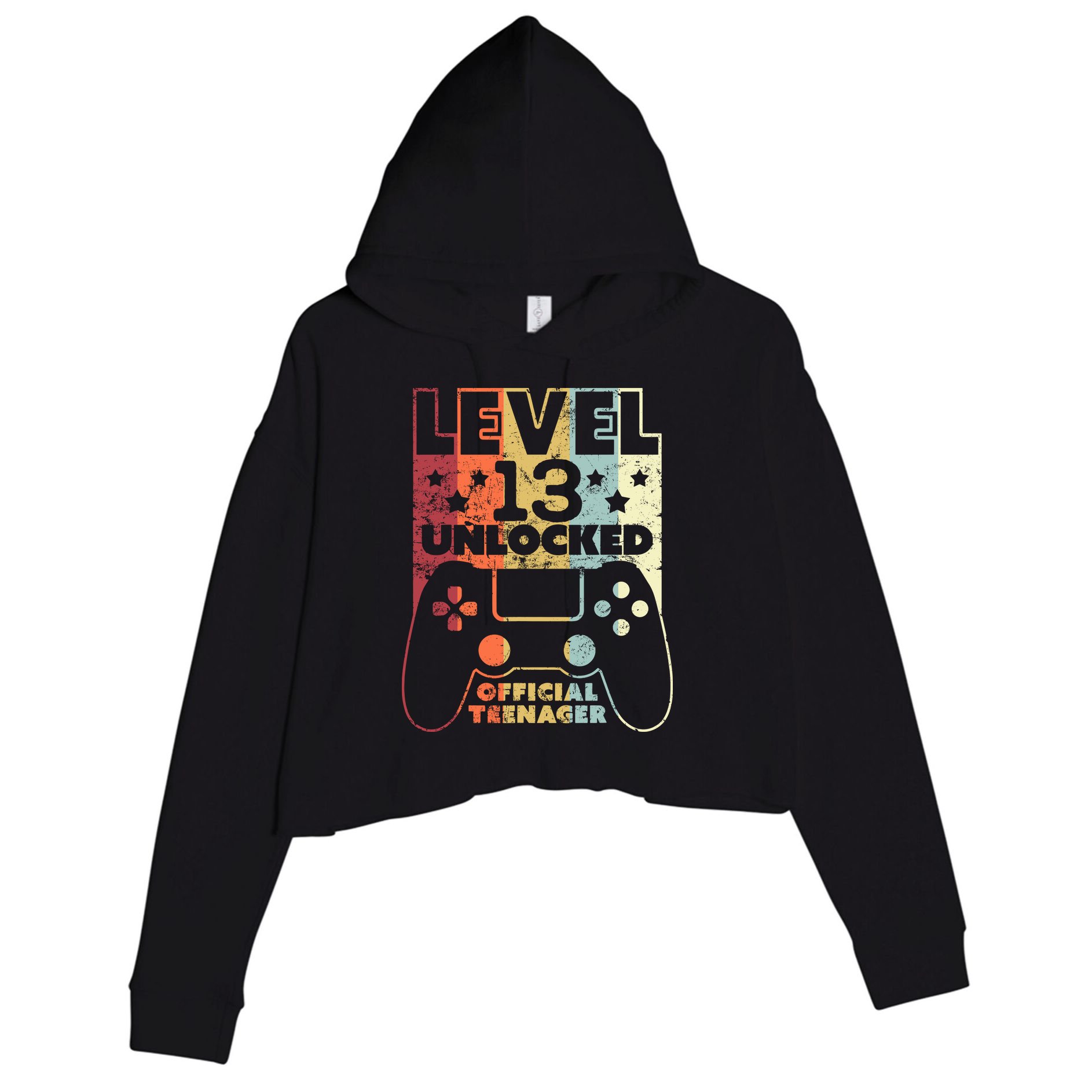 13th Birthday Level 13 Unlocked Official Teenager Crop Fleece Hoodie