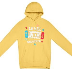 10th Birthday Level 10 Unlocked Video Game Party Premium Pullover Hoodie